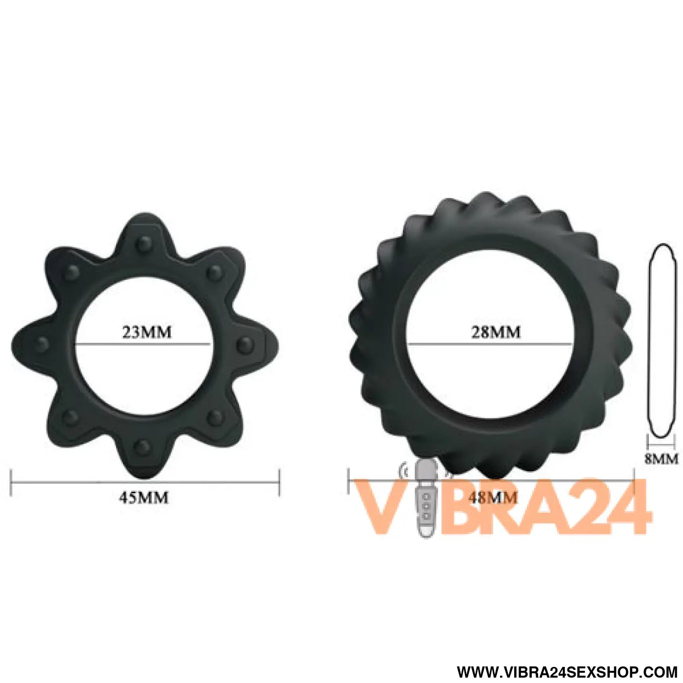 BAILE - KIT 2 ANÉIS FLORESCENTES DE SILICONE - VIBRA24 SEXSHOP