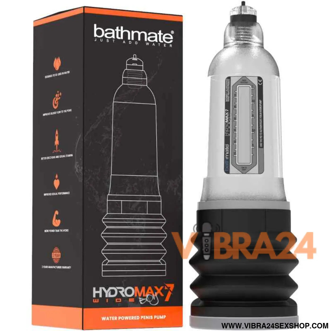 BATHMATE HYDROMAX 7 TRANSPARENTE - Wide Boy X30 para Resultados Incríveis