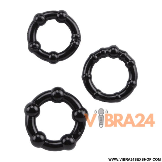 Beaded Cock Rings-Black