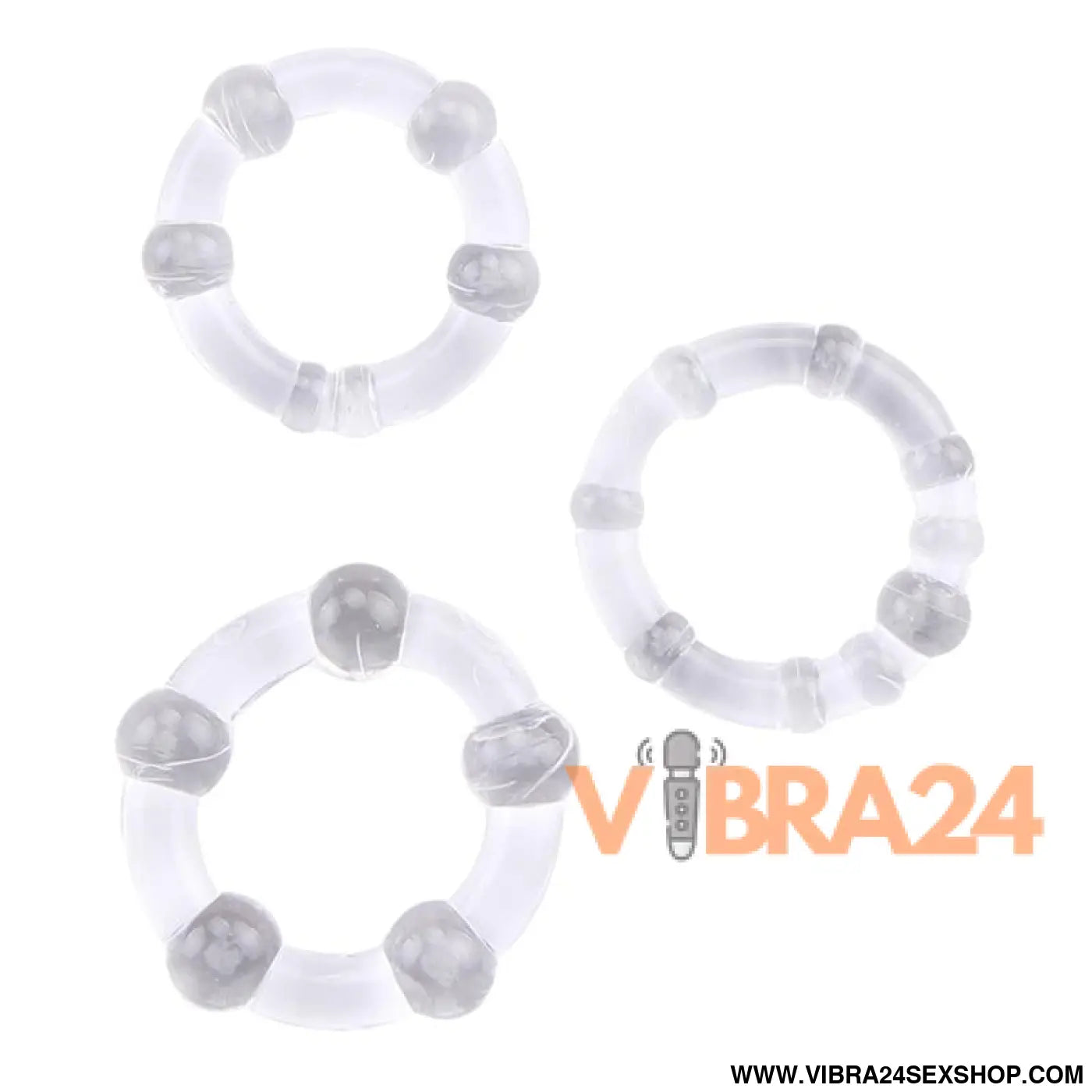 Beaded Cock Rings-Clear