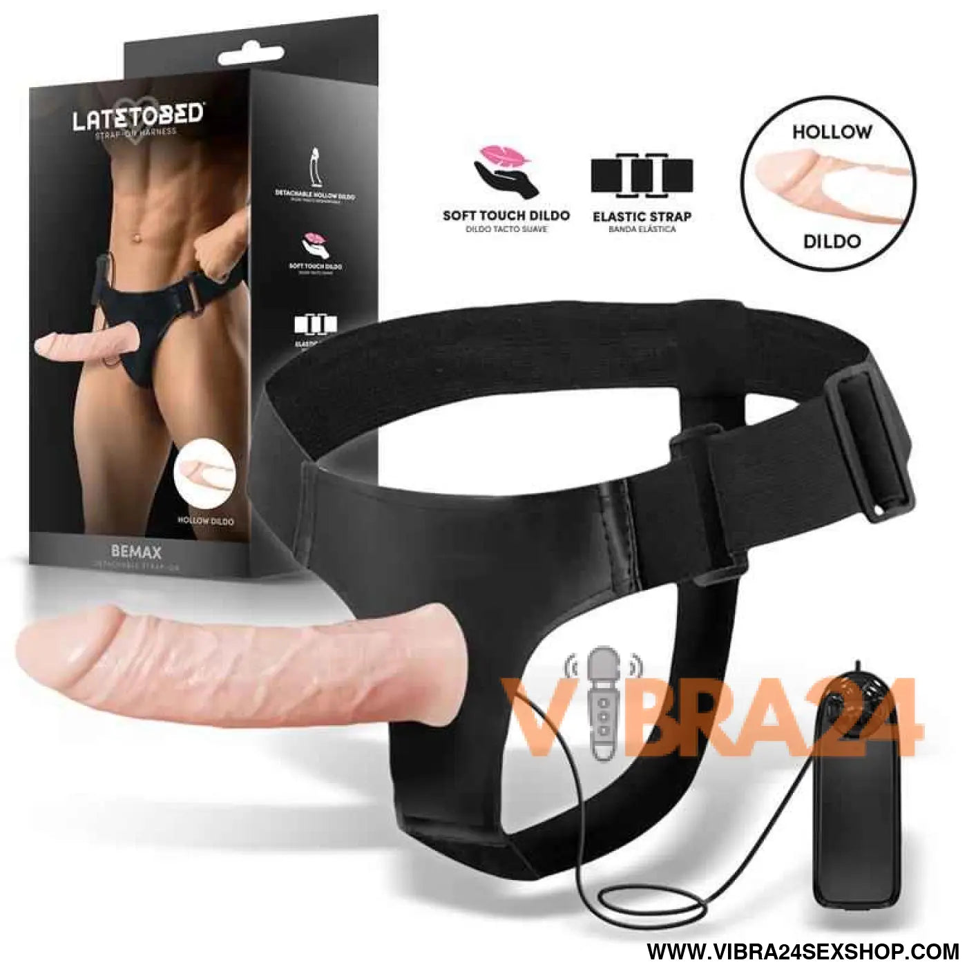 Bemax Detachable Strap-On with Hollow Dildo Vibration and Remote Control