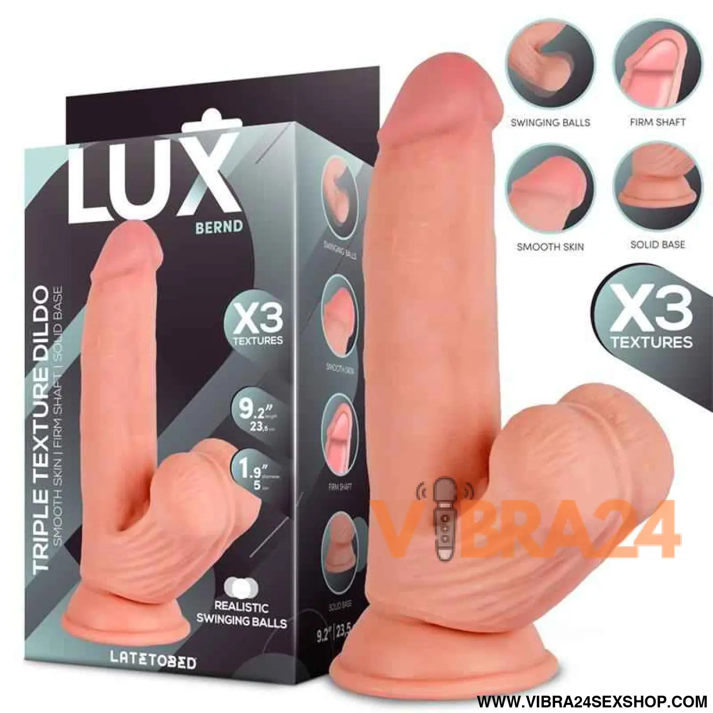 Bernd Triple Density Dildo with Swinging Balls 9.2