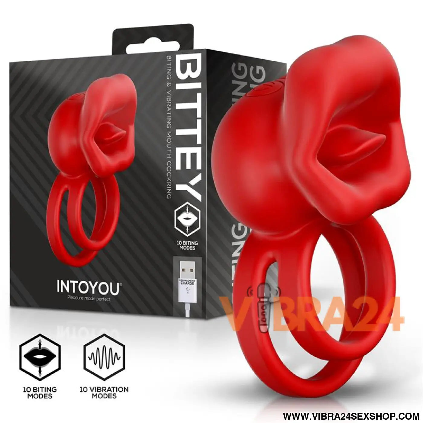 Bittey Cock Ring with Vibration and Biting