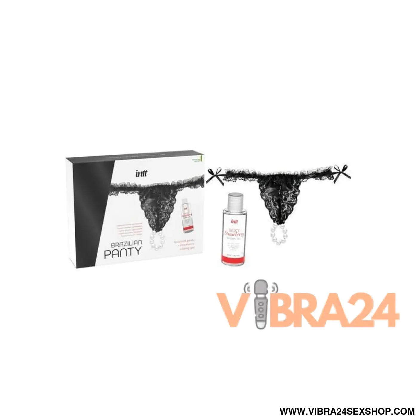 Black Brazilian Panty and Strawberry Slide Gel 50 ml