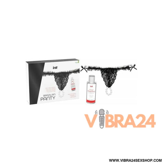 Black Brazilian Panty and Strawberry Slide Gel 50 ml