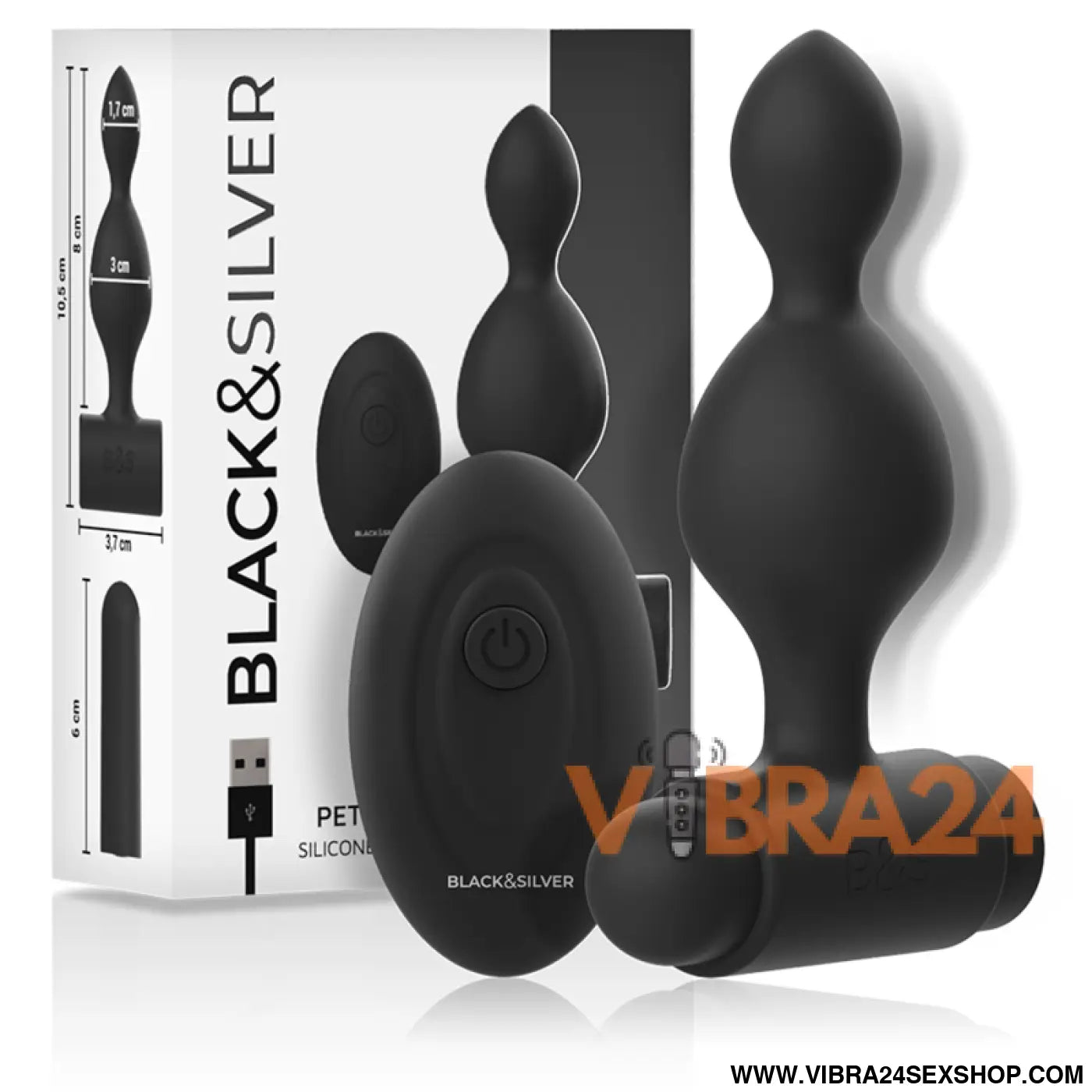 BLACK&SILVER - CONTROLE REMOTO DE PLUG ANAL SILICONE TUCKER PEQUENO