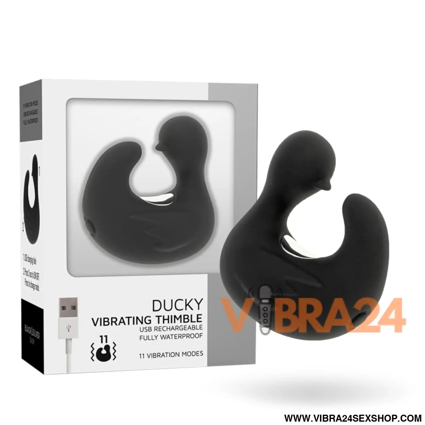 BLACK&SILVER - DEDAL DE PATO ESTIMULANTE SILICONE RECARREGÁVEL DUCKYMANIA