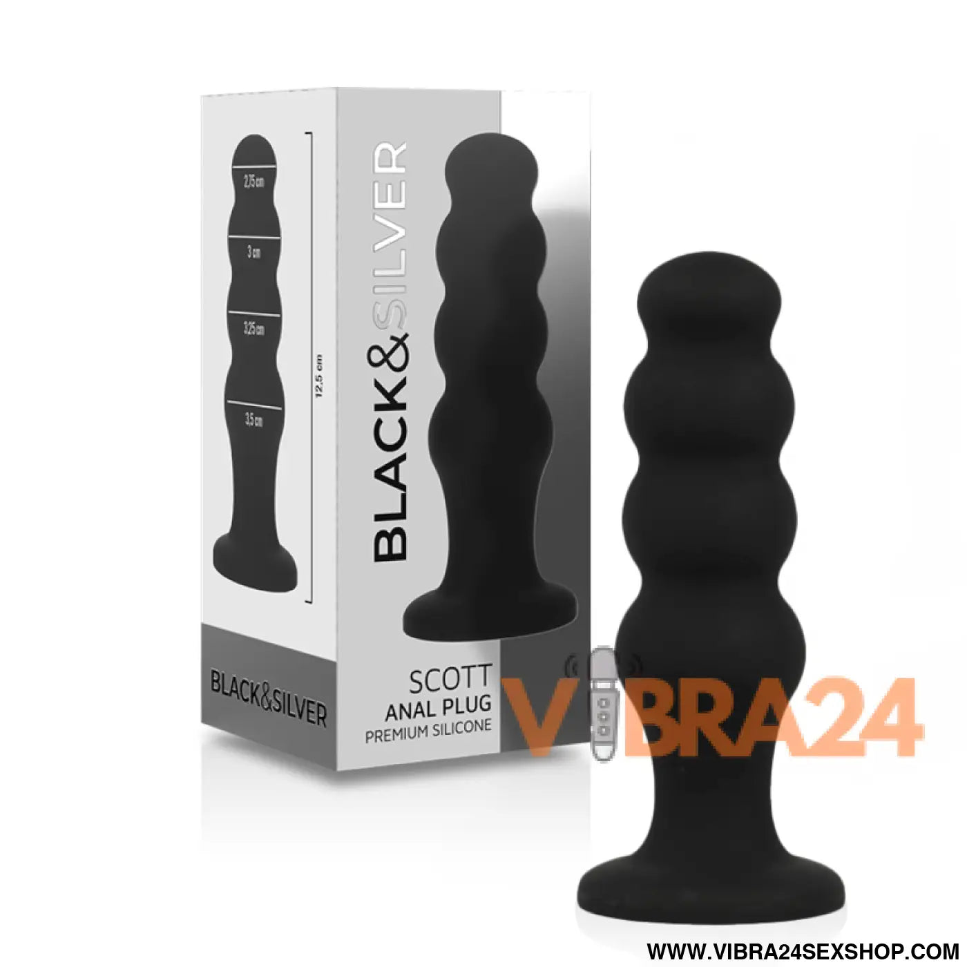 BLACK&SILVER - PLUG ANAL DE SILICONE SCOTT PREMIUM PRETO