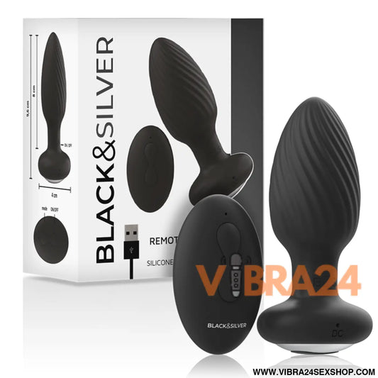 BLACK&SILVER - PLUG DE POÇOS SILICONE ANAL ROTATOR CONTROLE REMOTO