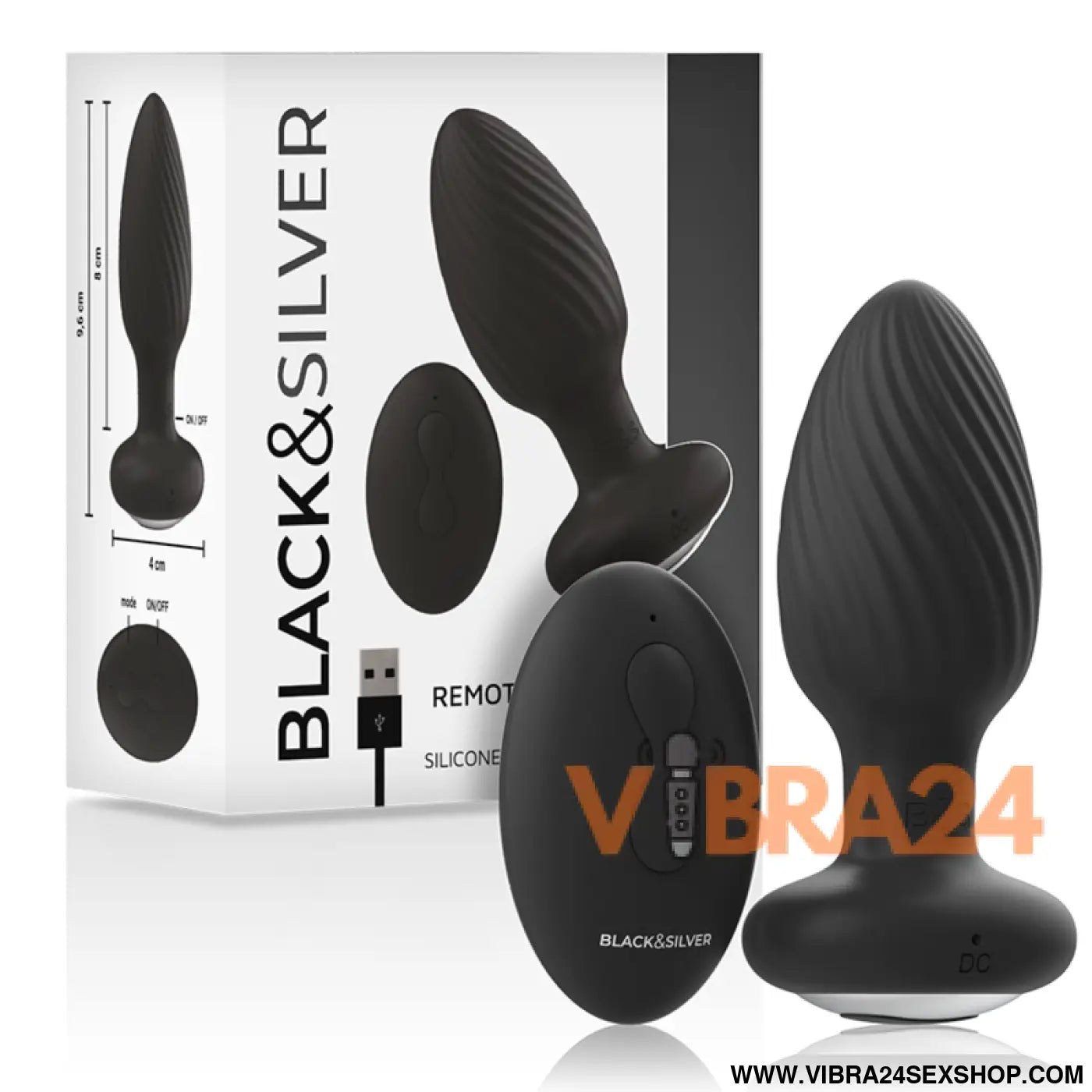 BLACK&SILVER - PLUG DE POÇOS SILICONE ANAL ROTATOR CONTROLE REMOTO