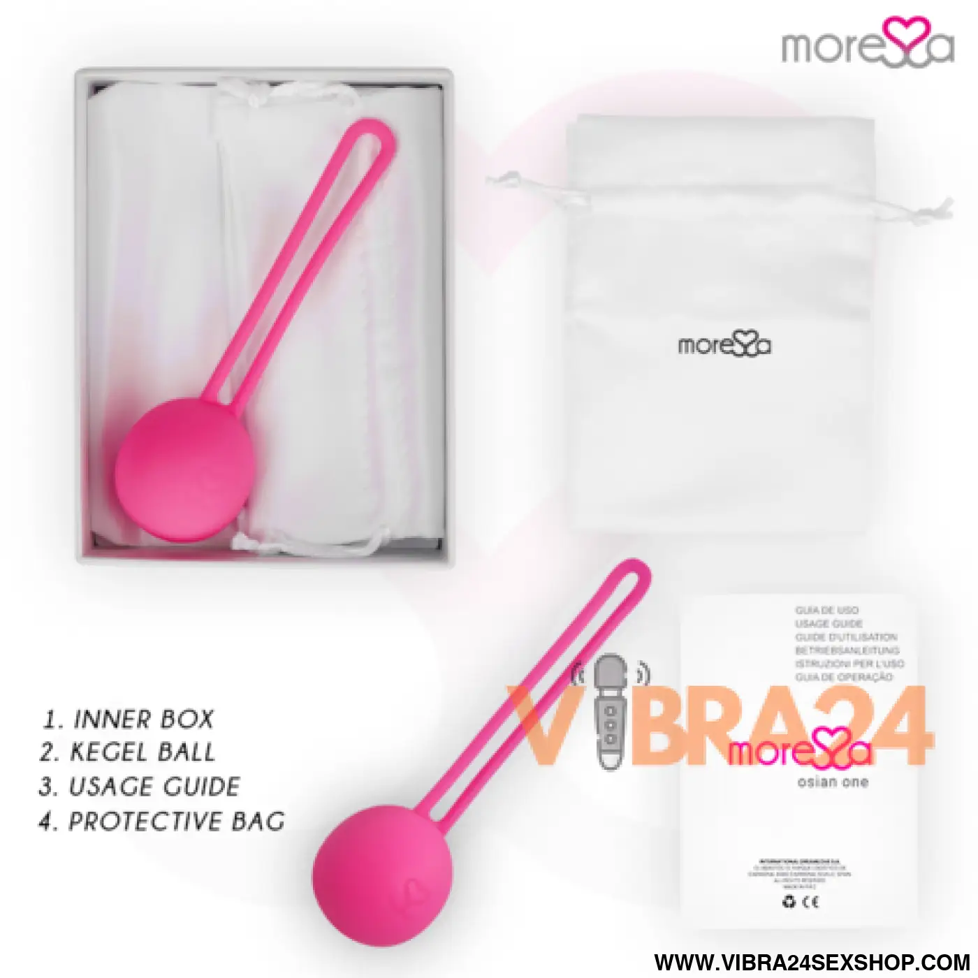 Bolas Chinesas Moressa OSIAN ONE Premium Silicone Rosa - VIBRA24 SEXSHOP