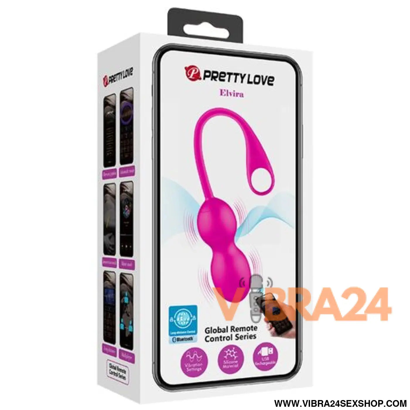 Bolas Vibradoras Recarregáveis Pretty Love Elvira Rosa - Prazer e Estilo - VIBRA24 SEXSHOP