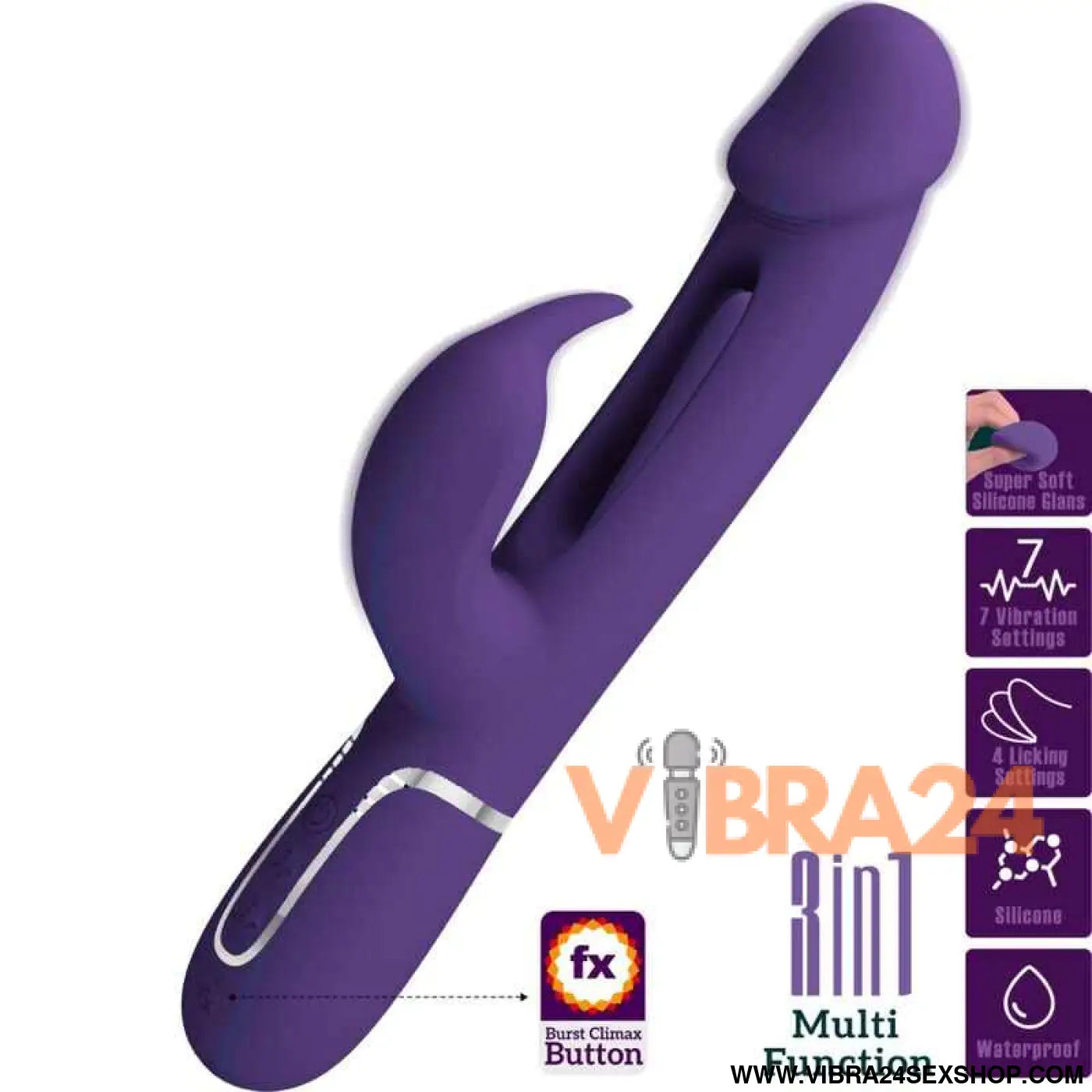 BONITO AMOR - KAMPAS COELHO VIBRADOR MULTIFUNÇÃO 3 EM 1 COM LÍNGUA VIOLETA