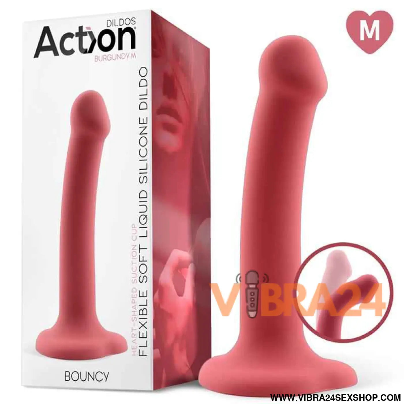 Bouncy Liquid Silicone Dildo Hiper Flexible 7 - 18 cm Size M Burgundy
