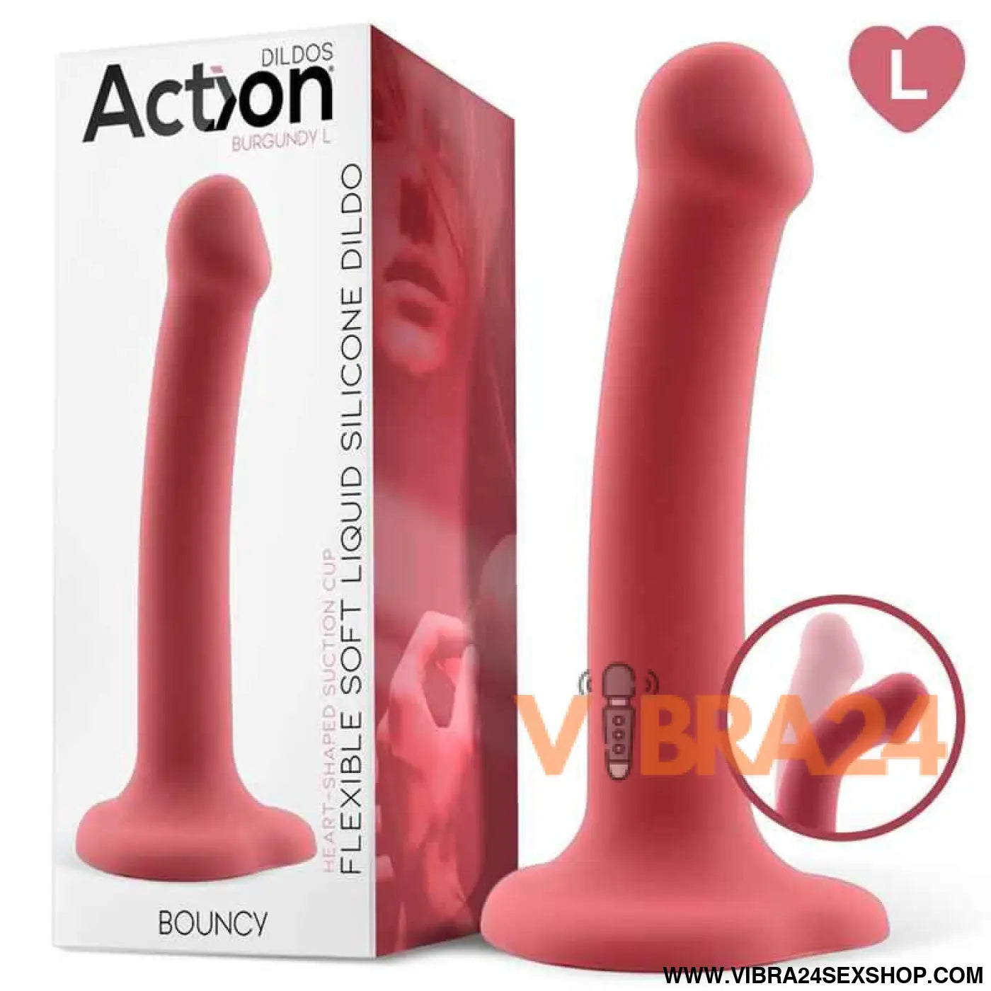 Bouncy Liquid Silicone Dildo Hiper Flexible 7.5 - 19 cm Size L Burgundy