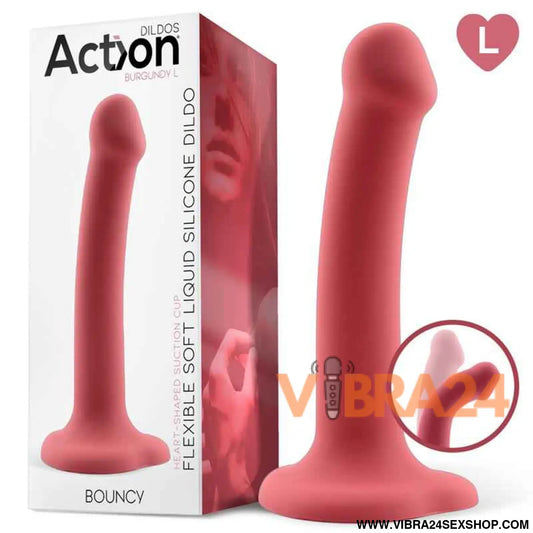 Bouncy Liquid Silicone Dildo Hiper Flexible 7.5 - 19 cm Size L Burgundy