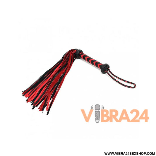 Braided Flogger Leather Black Red