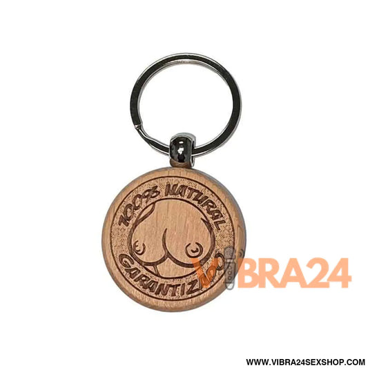 Breast Shaped Wooden Keychain