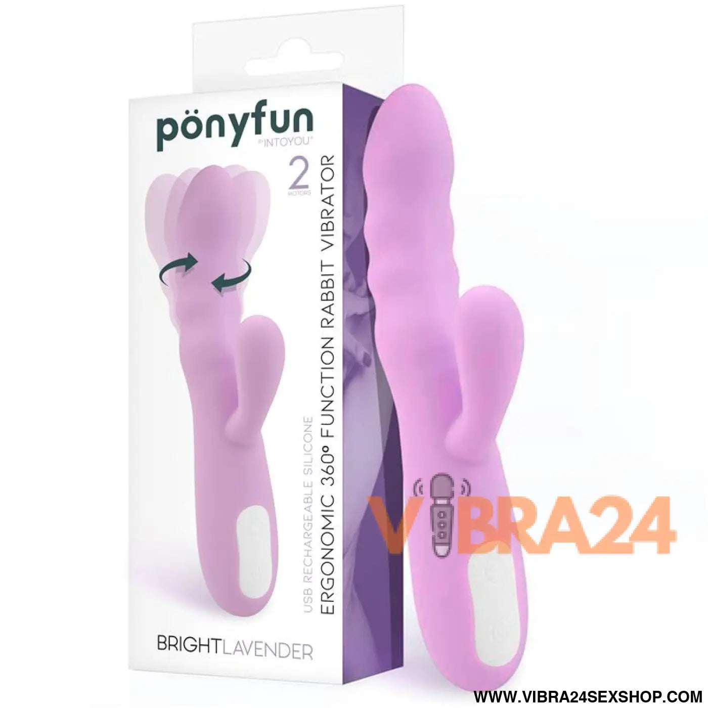 Brightlavender Vibe and Rotator Double Motor 360º USB Silicone
