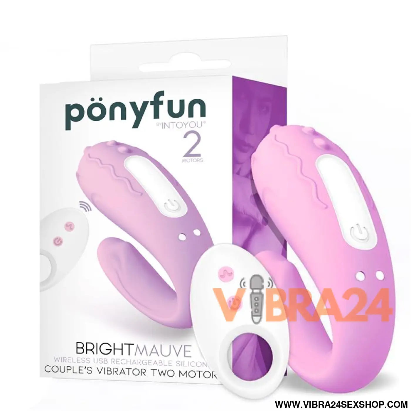 Brightmauve Couples Vibrator Two Motors Remote Control USB Silicone