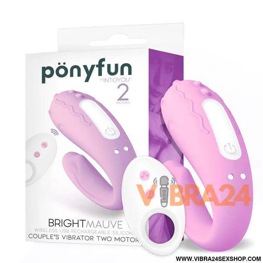 Brightmauve Couples Vibrator Two Motors Remote Control USB Silicone