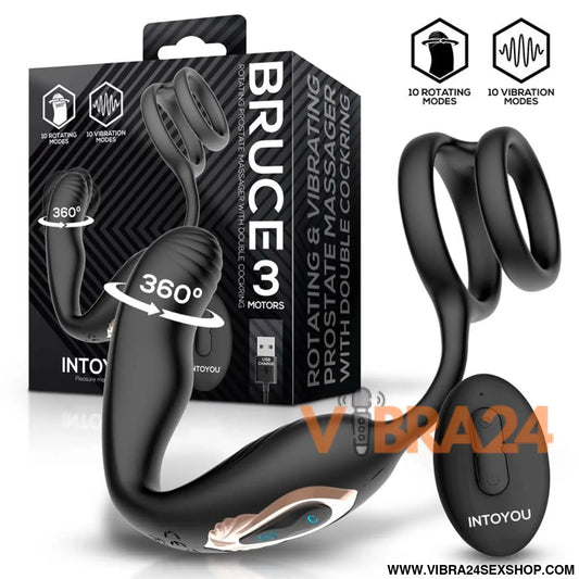 Bruce Prostate Massager 360º with Double Cockring Vibration