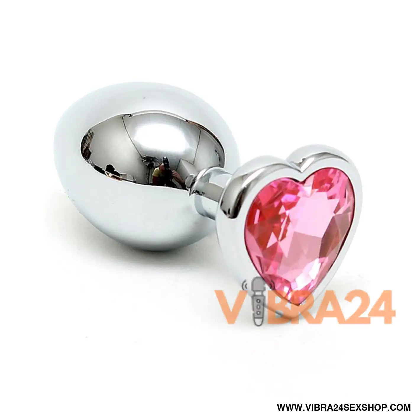 Butt Plug Plated Steel Crystal Heart Pink