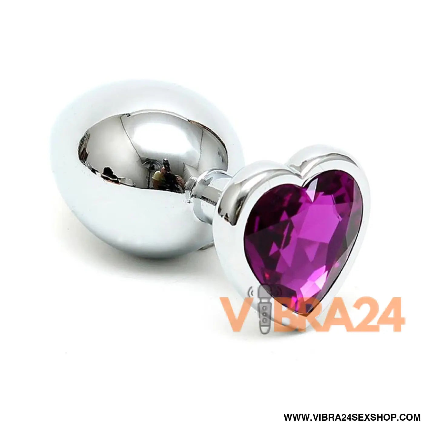 Butt Plug Plated Steel Crystal Heart Purple