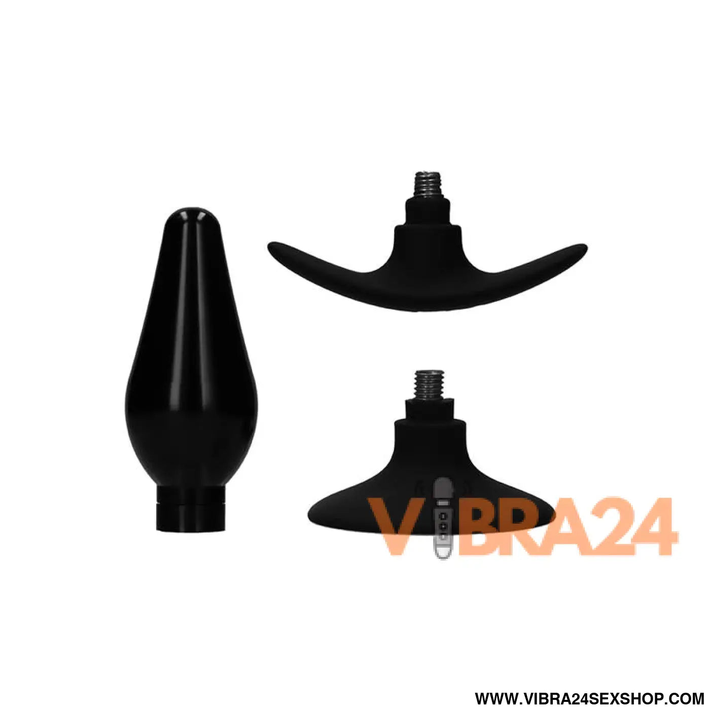 Butt Plug Set Pointed Large Suction Cup Black