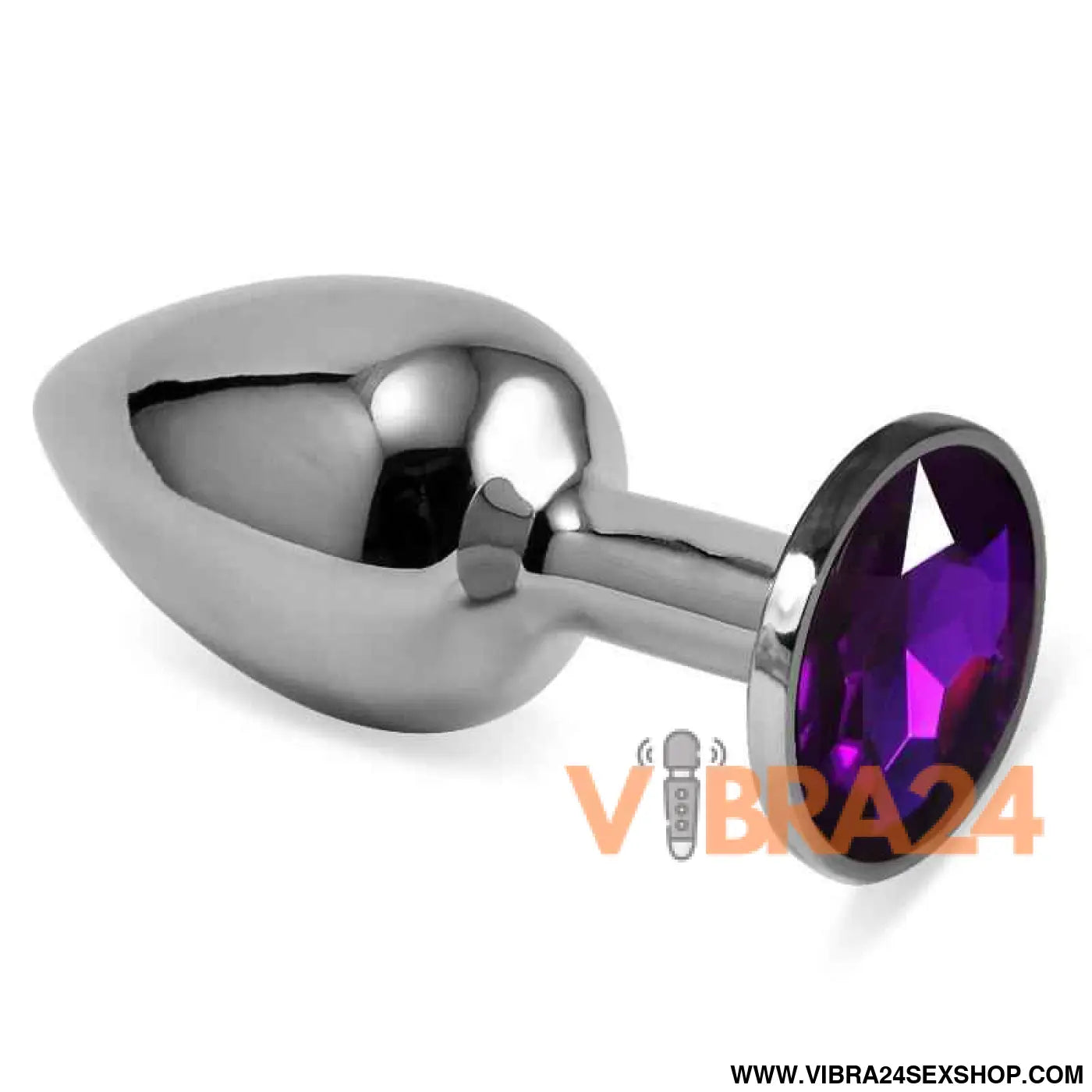 Butt Plug Silver Rosebud Classic with Purple Jewel Size S
