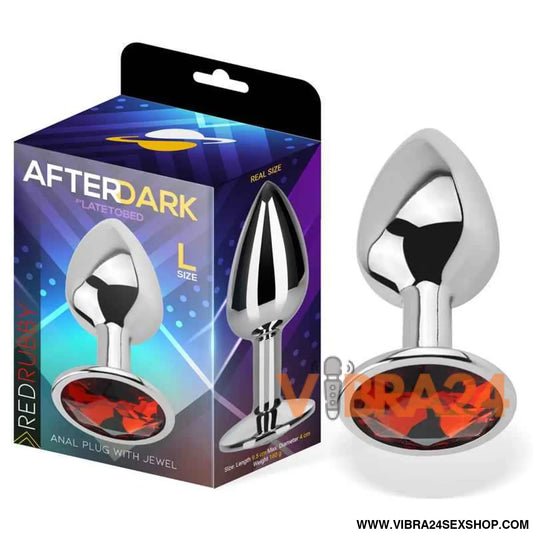 Butt Plug with Jewel Red Rubby Size L Aluminium