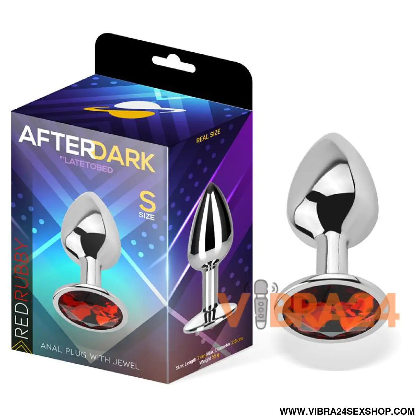 Butt Plug with Jewel Red Rubby Size S Aluminium