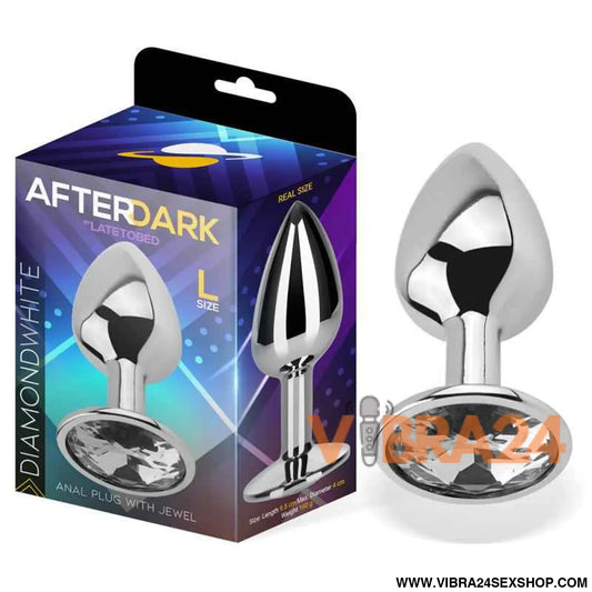 Butt Plug with Jewel White Diamond Size L Aluminium