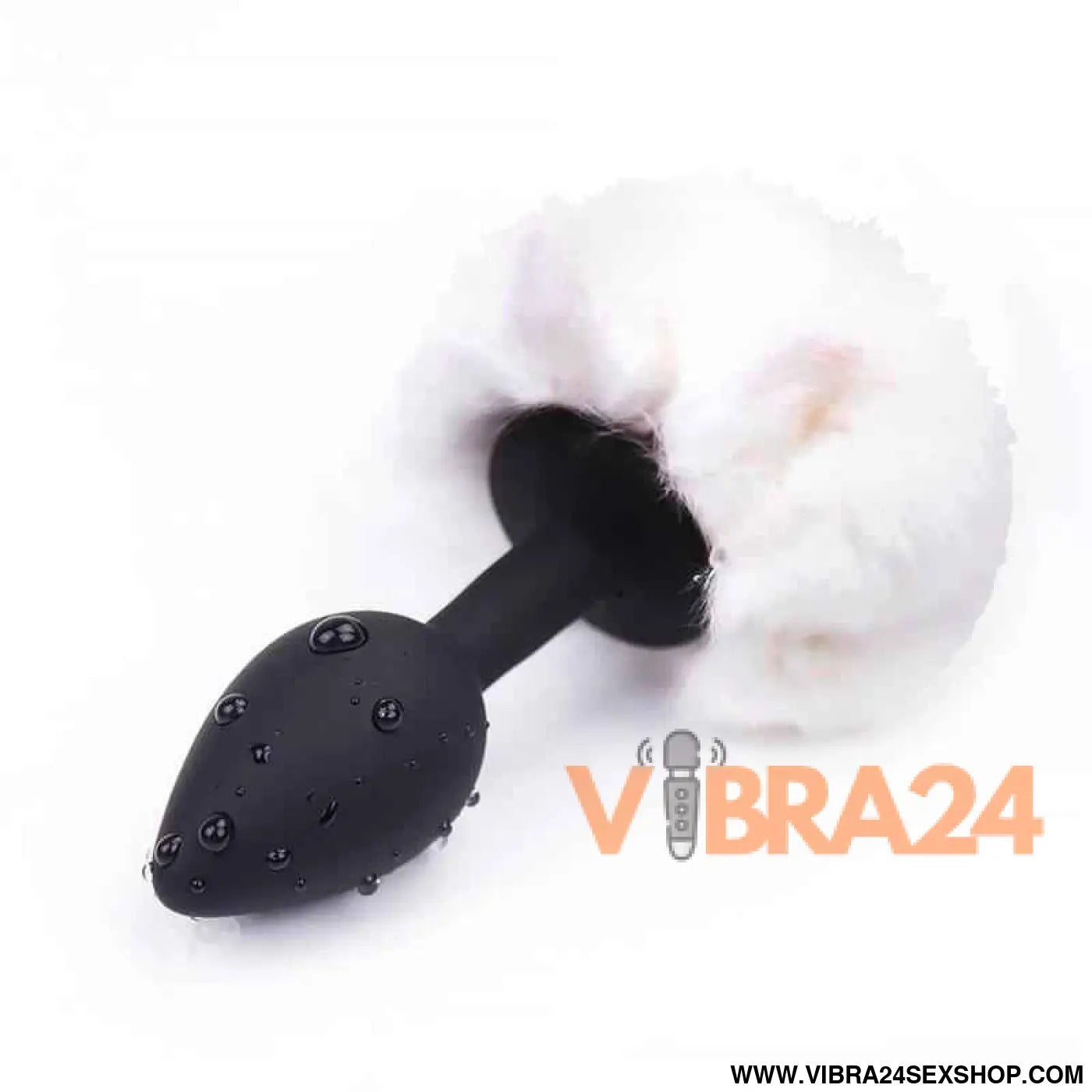 Butt Plug with Pompon White Size S