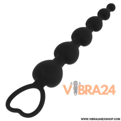 Cadeia de Corações Anal Mila 18 cm - Preto e Prata - VIBRA24 SEXSHOP