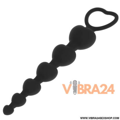 Cadeia de Corações Anal Mila 18 cm - Preto e Prata - VIBRA24 SEXSHOP