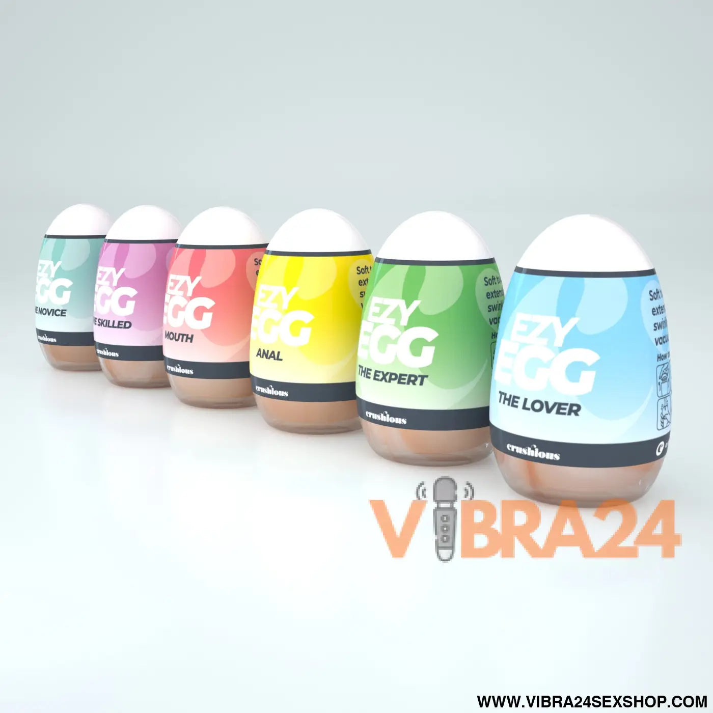 CAIXA COM 6 OVOS MASTURBADORES EZY EGG CRUSHIOUS