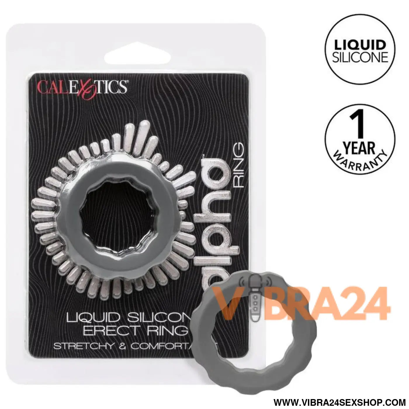 CALEXOTICS - ANEL ALPHA ERECT CINZA - VIBRA24 SEXSHOP