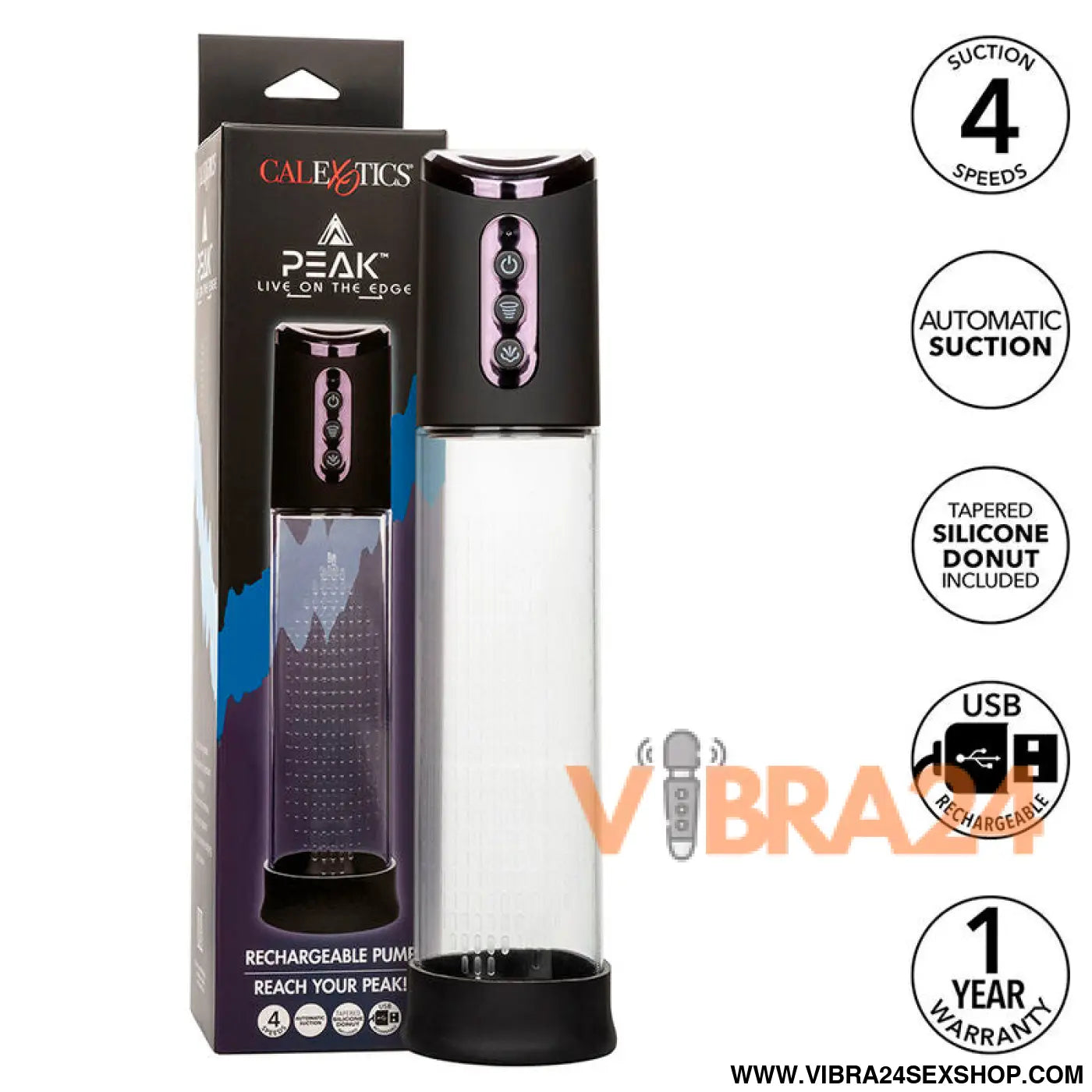 CALEXOTICS - BOMBA DE SUCÇÃO PEAK 4 VELOCIDADES PRETA