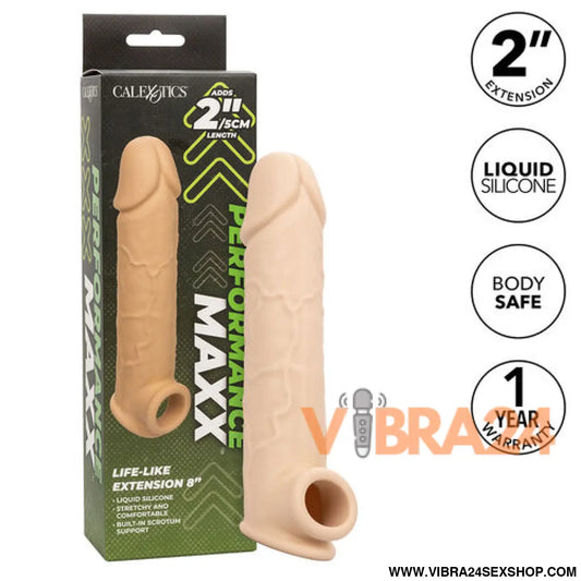 CalExotics – Performance Maxx Life-Like Extension 8: Extensão Realista com Alça Escrotal Integrada e Comprimento