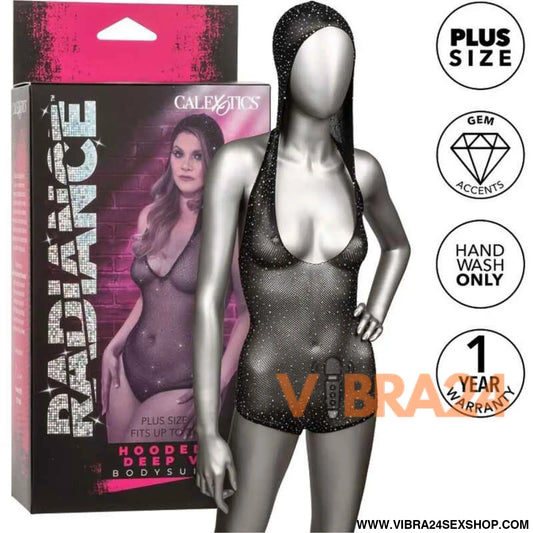 CALEXOTICS - RADIANCE BODYSUIT COM CAPUZ DEEP V PLUS SIZE