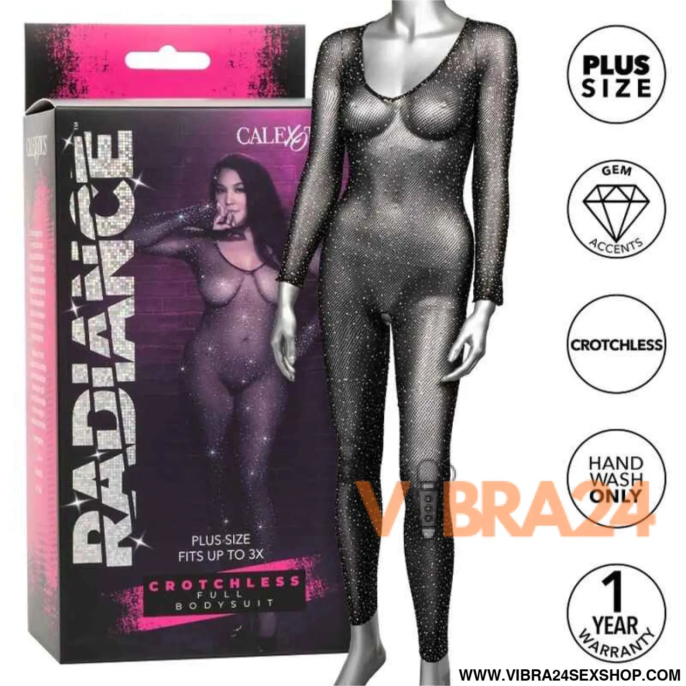 CALEXOTICS - RADIANCE BODYSUIT COMPLETO CROTCHLESS RHINE PLUS SIZE