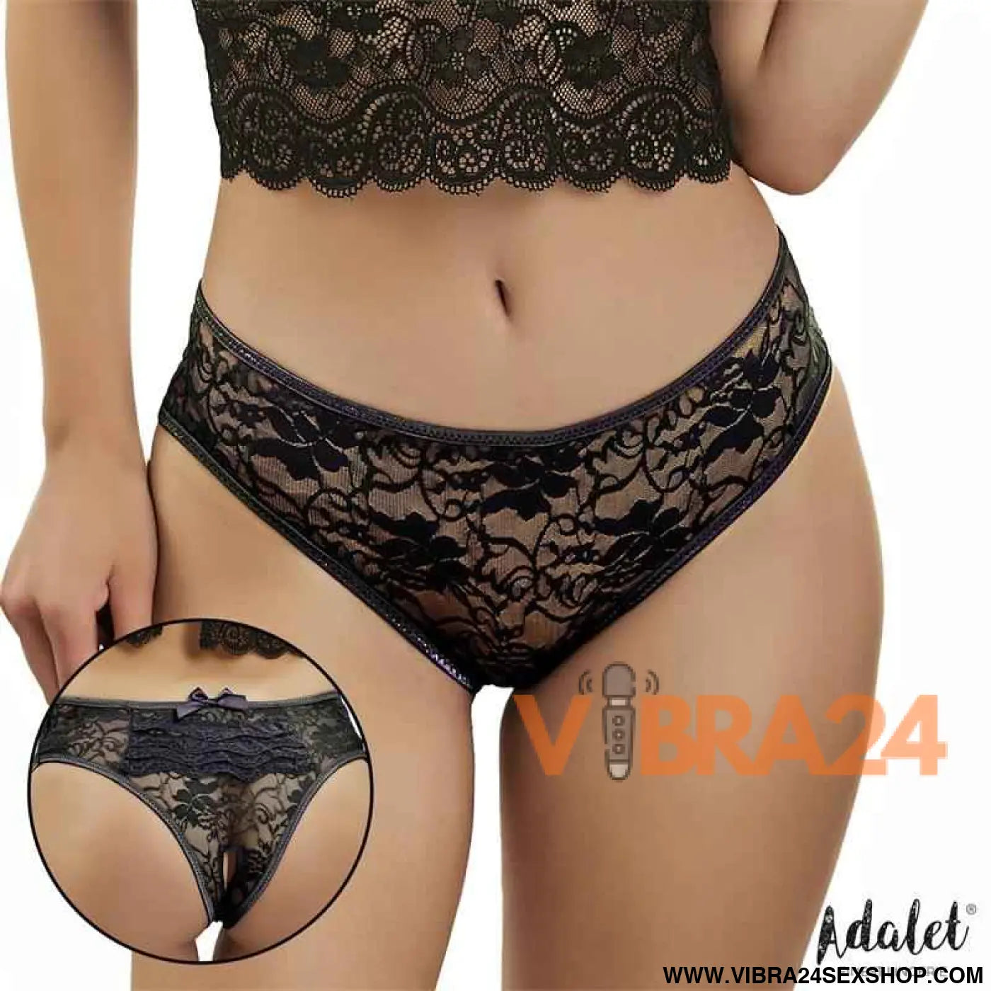 Camila Open crotch Panties with Floral Lace