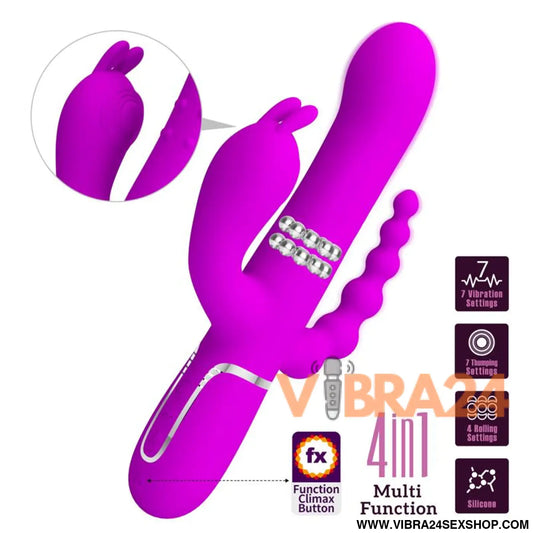 Cammy 4 in 1 Vibe with Rotating Balls and Anal Chain