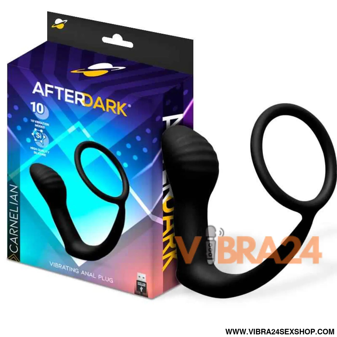 Carnelian Vibrating Anal Plug with Penis Ring