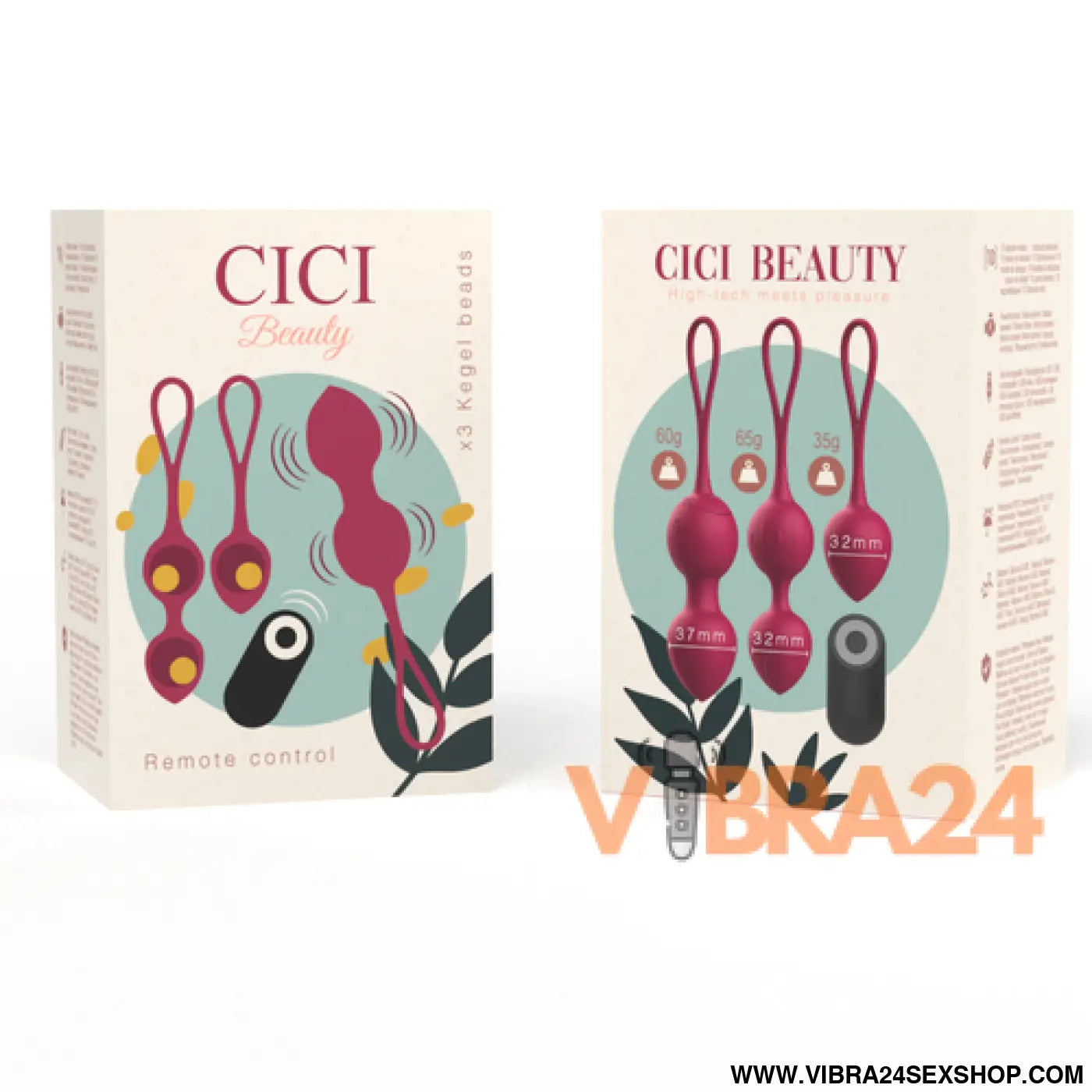 CICI BEAUTY - Vibrating Silicone Kegel Remote Control with 3 Premium Vibration Spheres - VIBRA24 SEXSHOP