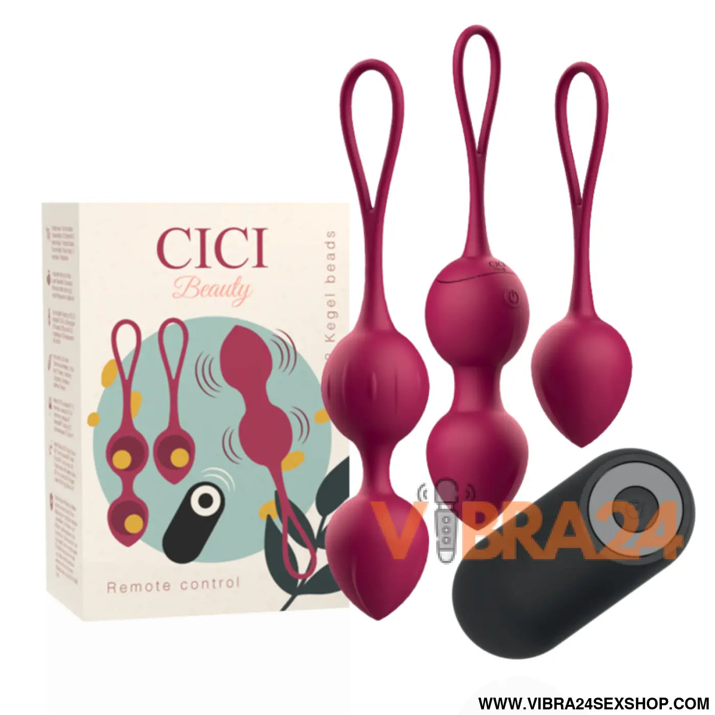 CICI BEAUTY - Controle Remoto Silicone Vibrante Kegel com 3 Esferas de Vibração Premium - VIBRA24 SEXSHOP