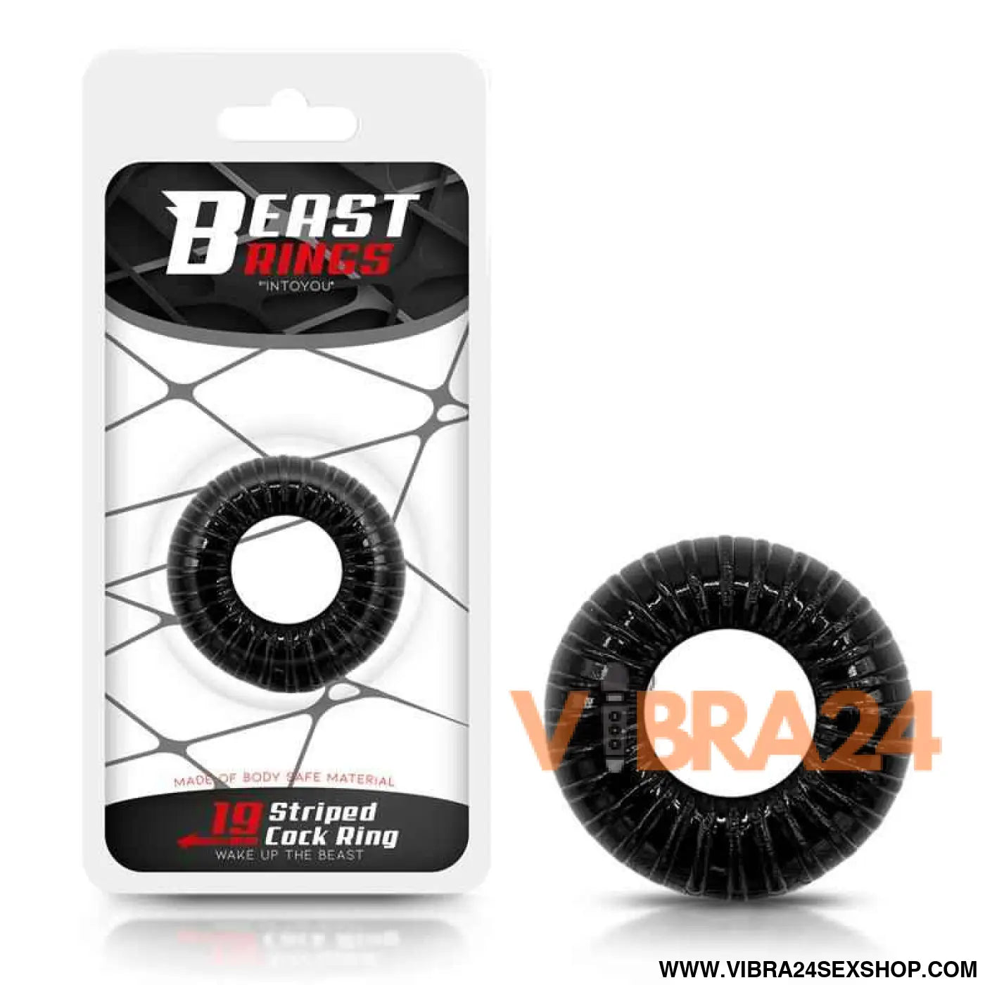 Cock Ring Super Flexible and Resistant Striped 1.9 cm Black