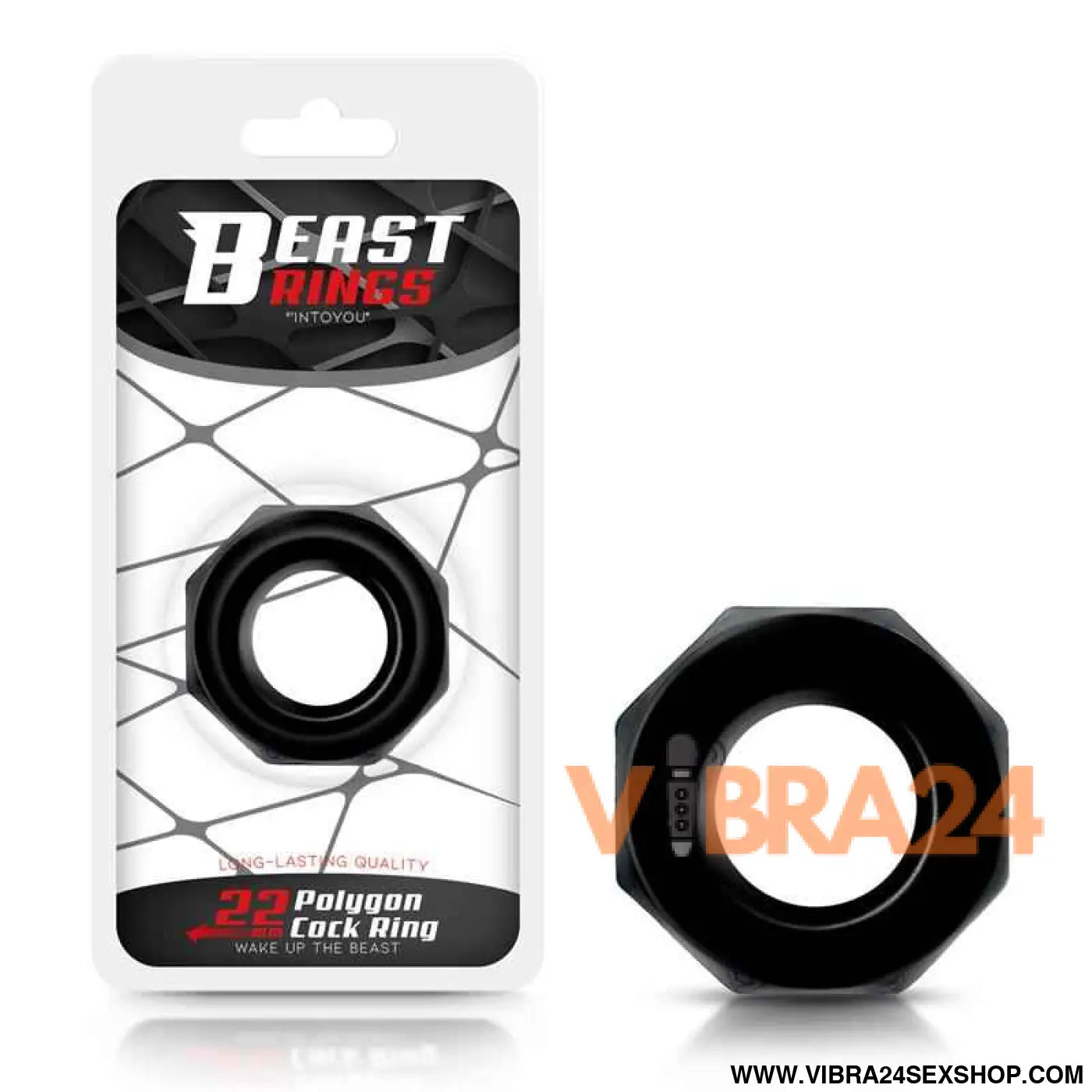 Cock Ring Super Flexible Polygonal 2.2 cm Black