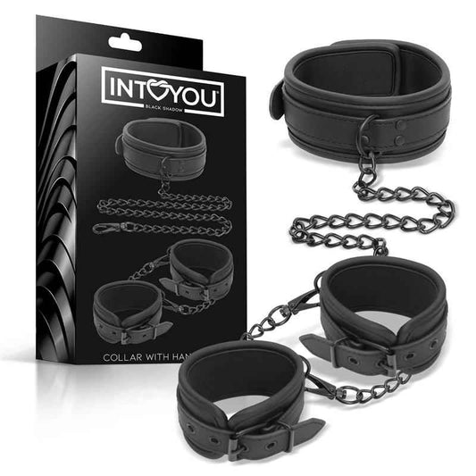 Collar and Hand Cuffs Set Vegan Leather